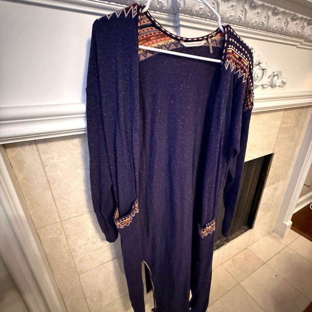 Sundance sweater coat - purple with tribal print